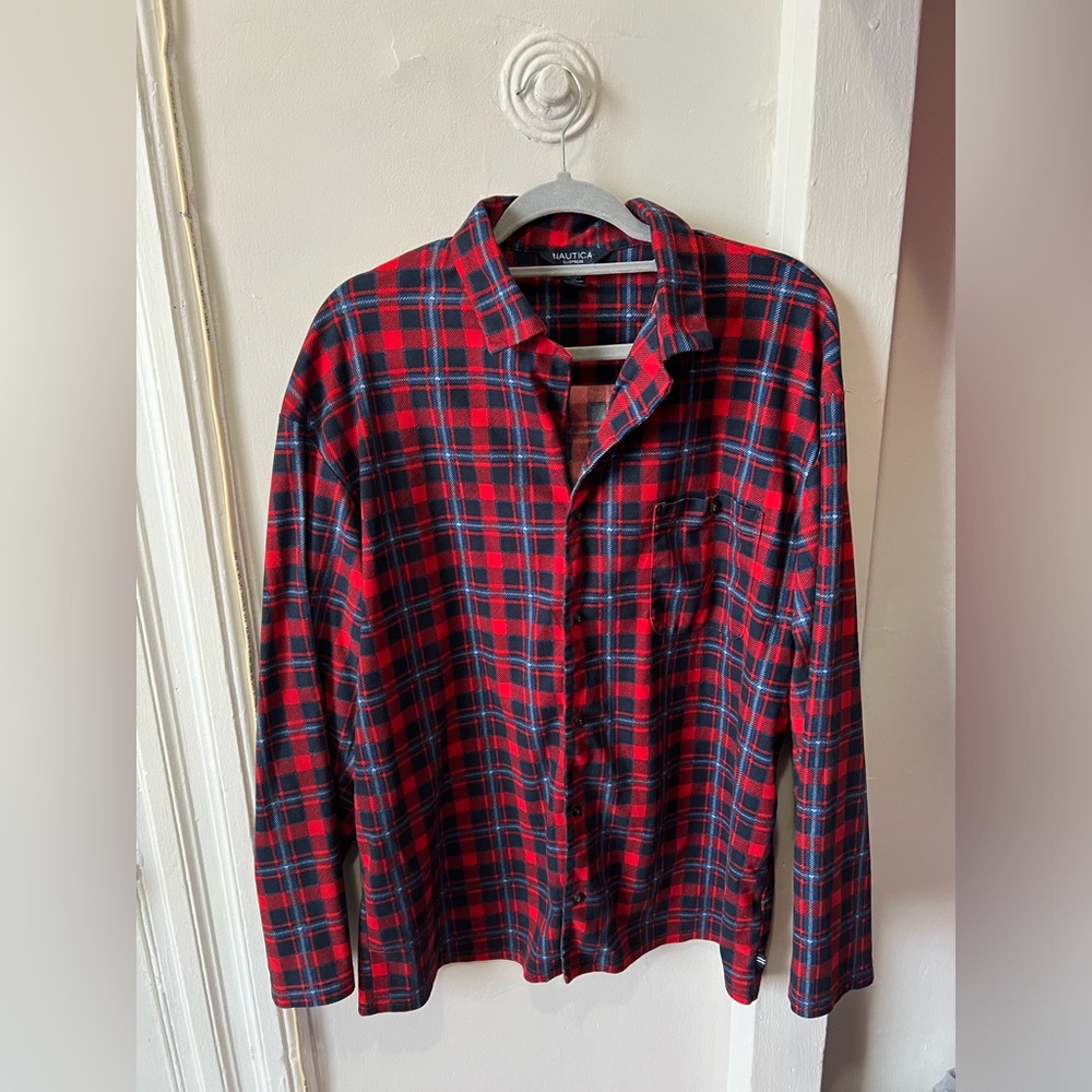 Náutica Men’s Long Sleeves‎ Red & Blue Shirt